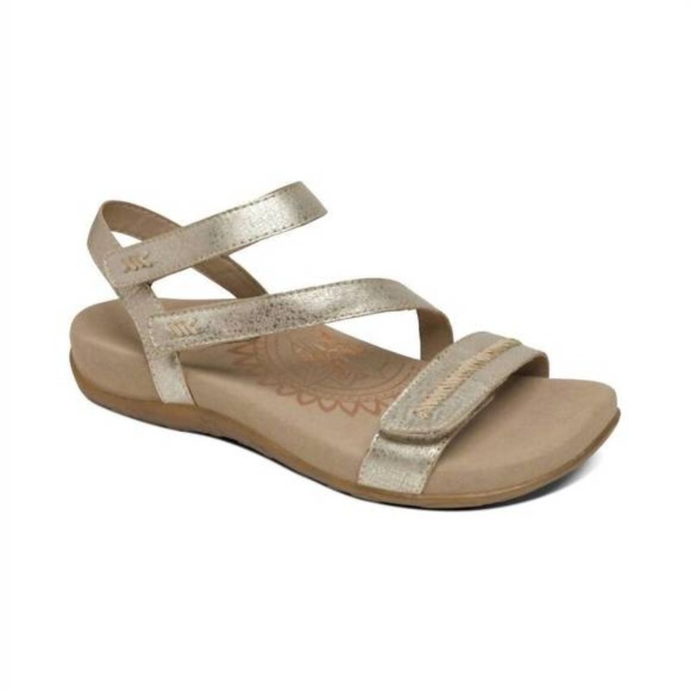 NEW AETREX Gabby Adjustable Quarter Strap Sandal - Gold
